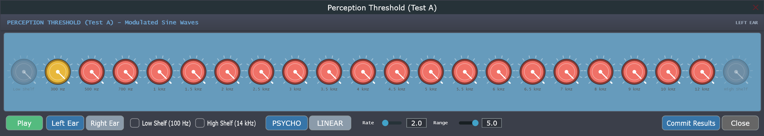 Test A panel, left ear