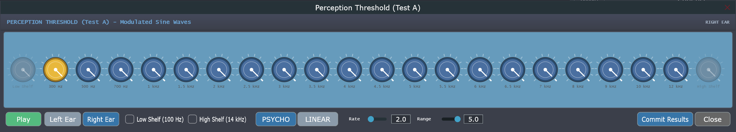 Test A panel, right ear
