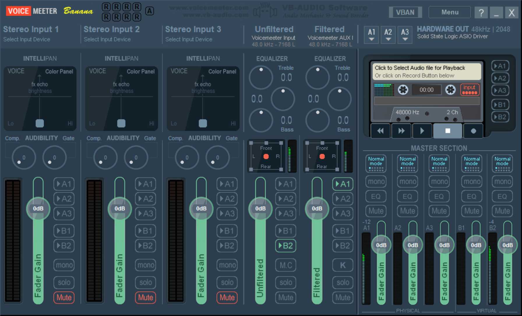 Voicemeeter Banana mixer configuration