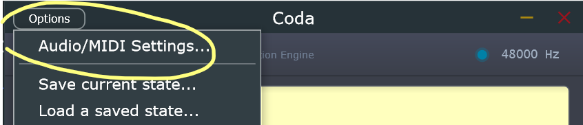 Coda standalone screenshot